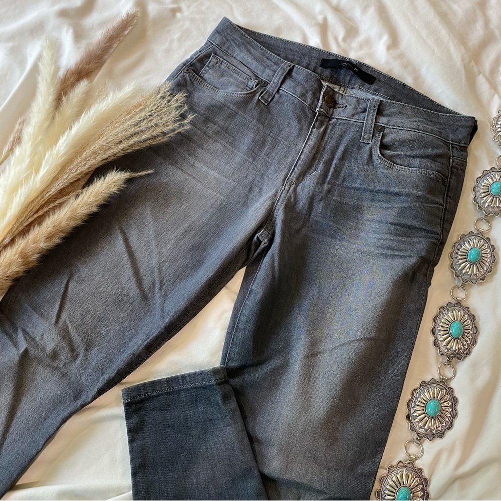 Joe's Jeans Skinny Ankle Grey Denim Jeans, Casual Western Mom Jeans